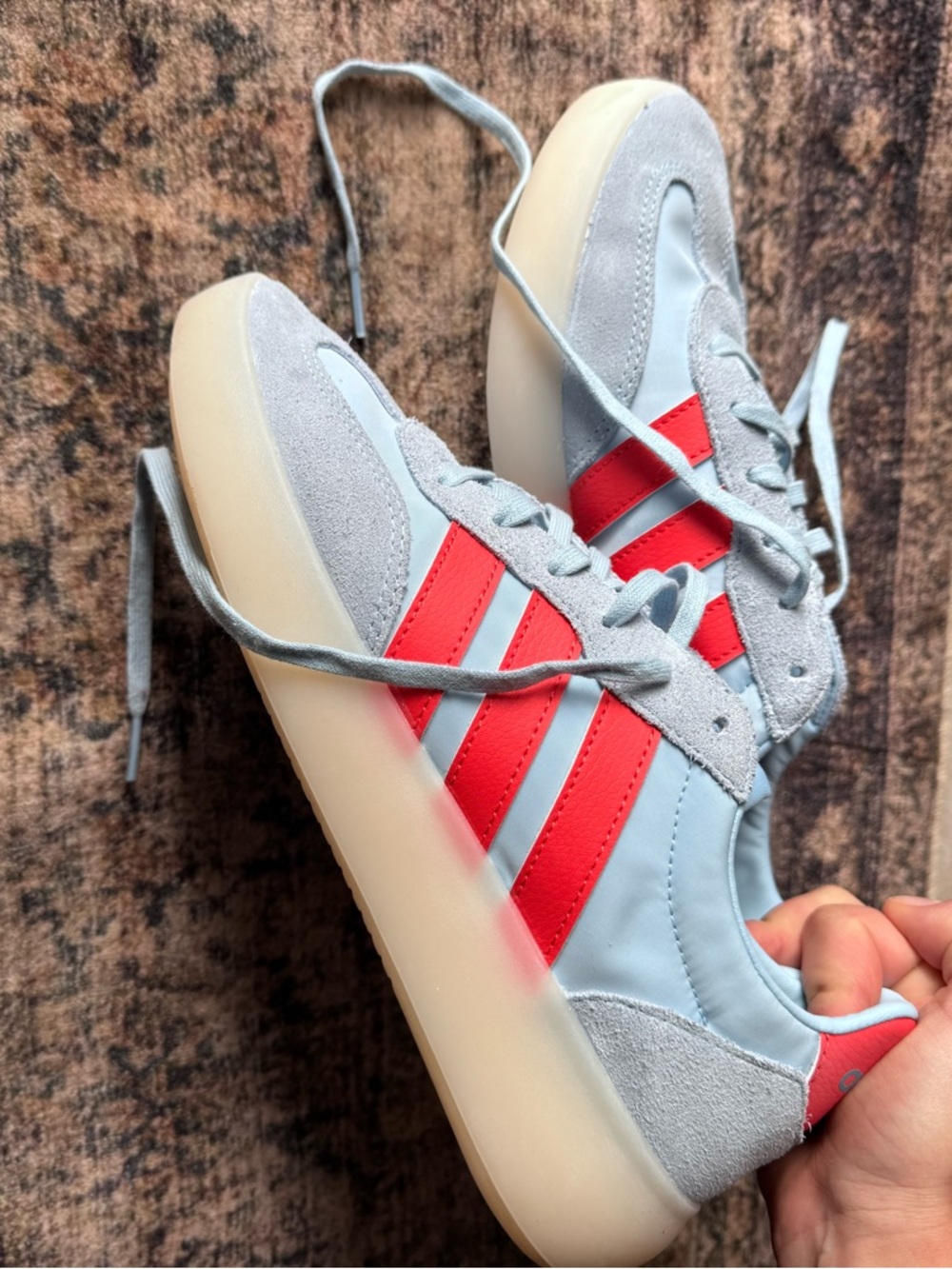 adidas Light Blue and Red Interior Lined Sneaker